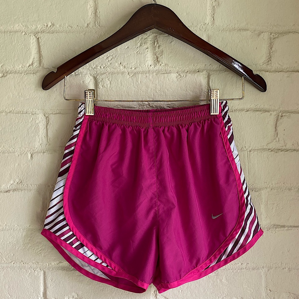 Nike Dri-fit hot pink and white stripped running athletic shorts size XS